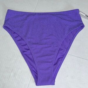 PINK Victoria’s Secret Glittery Purple Swim Bottom Size Large NWT Beach Vacation